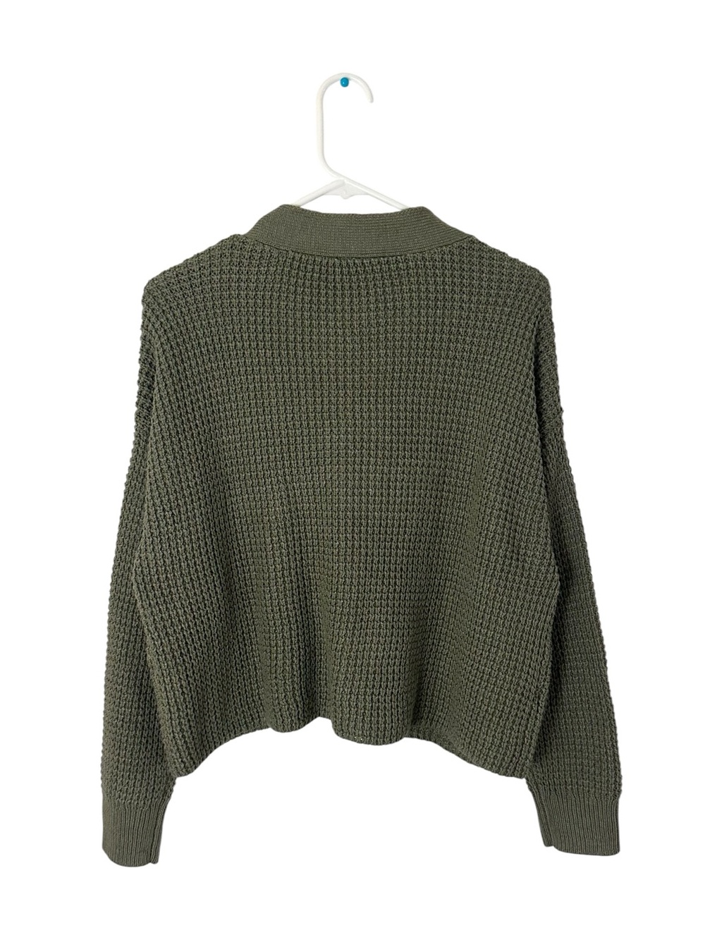 eberjey Recycled Sweater Cropped Cardigan Moss Green Small - Picture 3 of 6